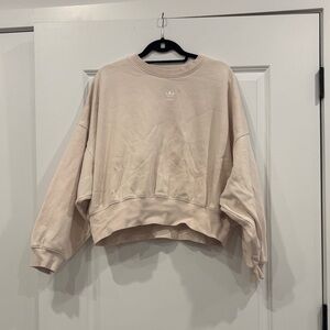Adidas Drop Shoulder Sz Med Women's Beige Crew Neck Sweater